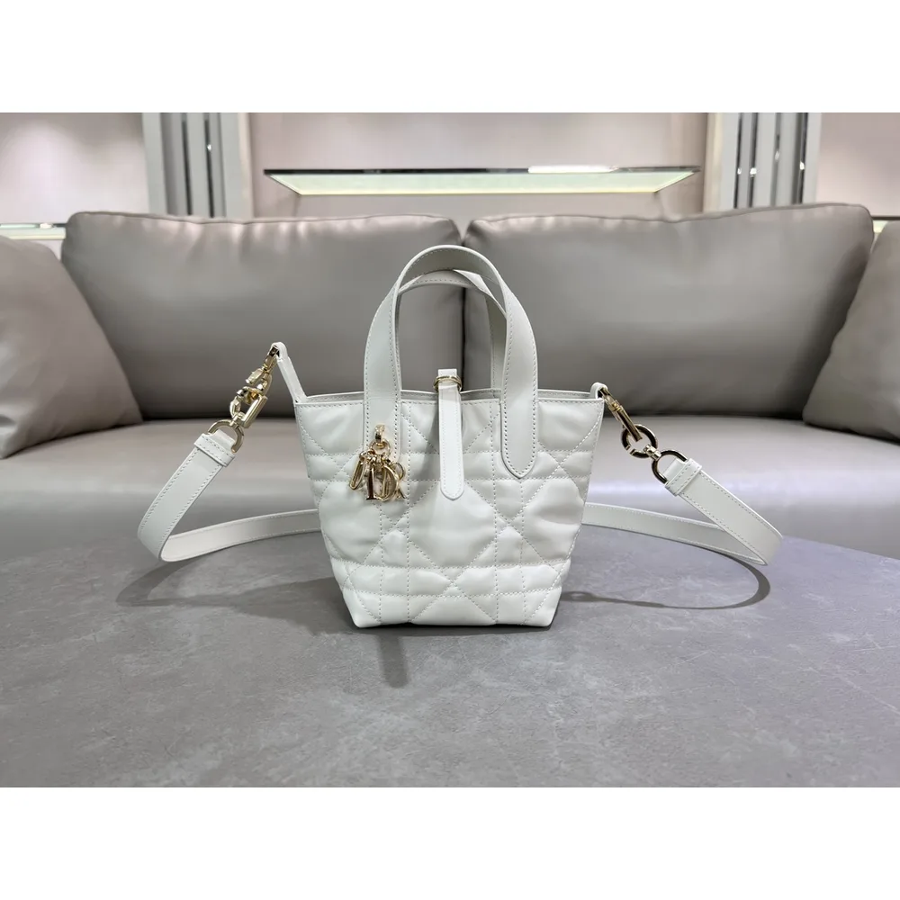 White Cannage Small Tote
