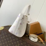 White Embossed Small Bucket Bag