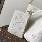 White Embossed Small Bucket Bag