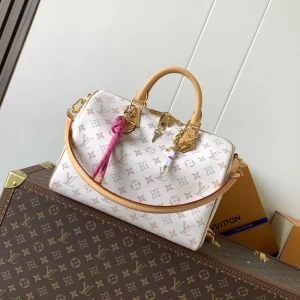 White Floral Pink-Trim Handbag