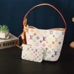 White Multicolor Monogram Bucket Bag