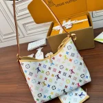 White Multicolor Monogram Shoulder Bag with Pouch