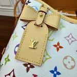 White Multicolor Monogram Shoulder Bag with Pouch