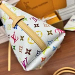 White Multicolor Monogram Shoulder Bag with Pouch