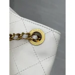 White Quilted Drawstring Backpack