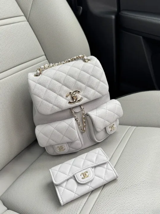 White Quilted Flap Bag