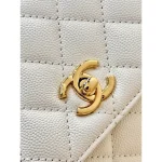 White Quilted Top-Handle Flap Bag