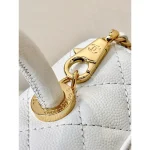 White Quilted Top-Handle Flap Bag