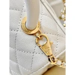 White Quilted Top-Handle Flap Bag