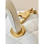 White Quilted Top-Handle Flap Bag