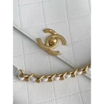 White Top-Handle Flap Bag