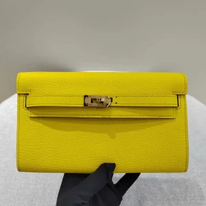 Yellow Leather Long Wallet